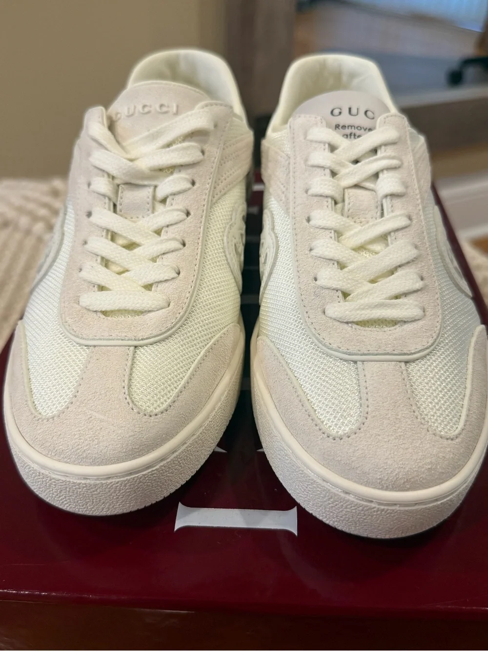 Gucci G75 GG Suede & Knit Low Top Sneaker